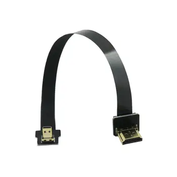FPV HDMI suderinamus Type A Male Micro HDMI suderinamus Vyrų Aukso Plug FPC Butas Jungties Kabelis 20cm Tiesiai/į VIRŠŲ/į Apačią Kampas