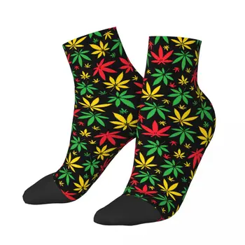Rasta Vėliavos Spalvas Kanapių Lapų Augalų Marihuanos Piktžolių Unisex Žieminės Kojinės Pėsčiųjų Laimingas Kojinės gatvės stiliaus Crazy Kojinių