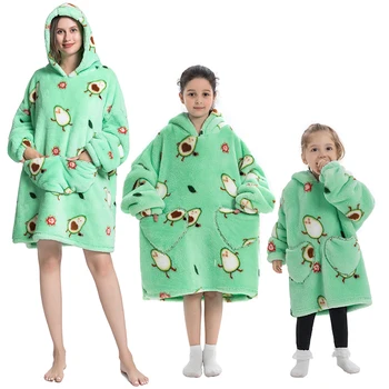 Negabaritinių Šeimos Sherpa Antklodė Hoodie Merginos Sleepwear Minkštas Kūdikio Marškinėlius Šiltas Moterų Homewear,jei jums reikia 2 vnt,prašome užsisakyti 2